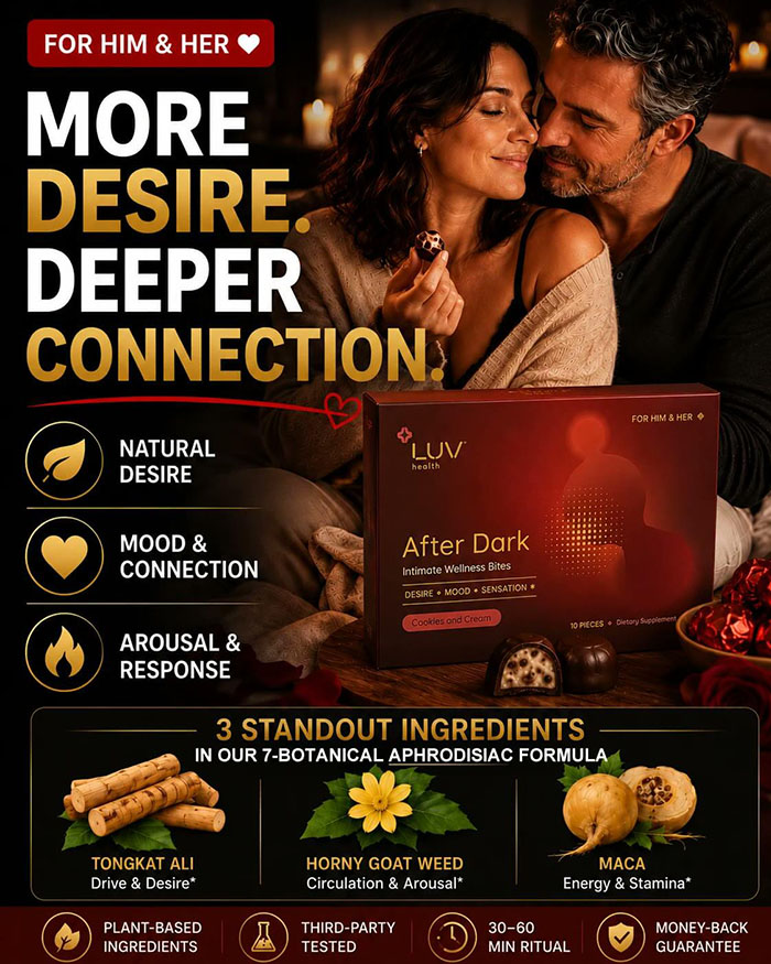 LUV After Dark aphrodisiac chocolates for women and men, Cookies and Cream intimacy chocolate box